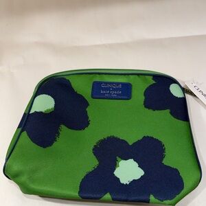 Clinique X Kate spade Green and Blue Floral Pouch